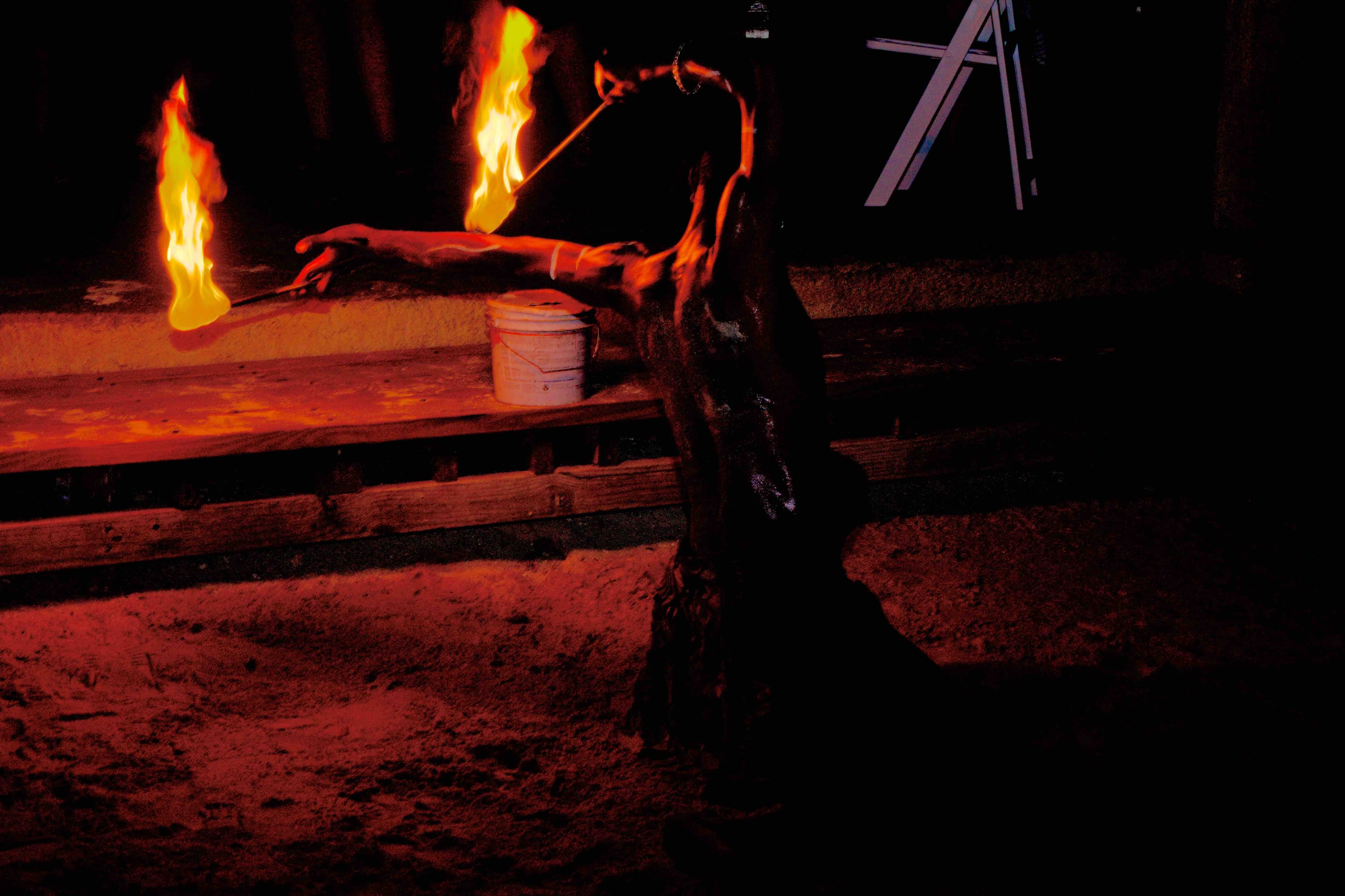 Flames during the fire dance